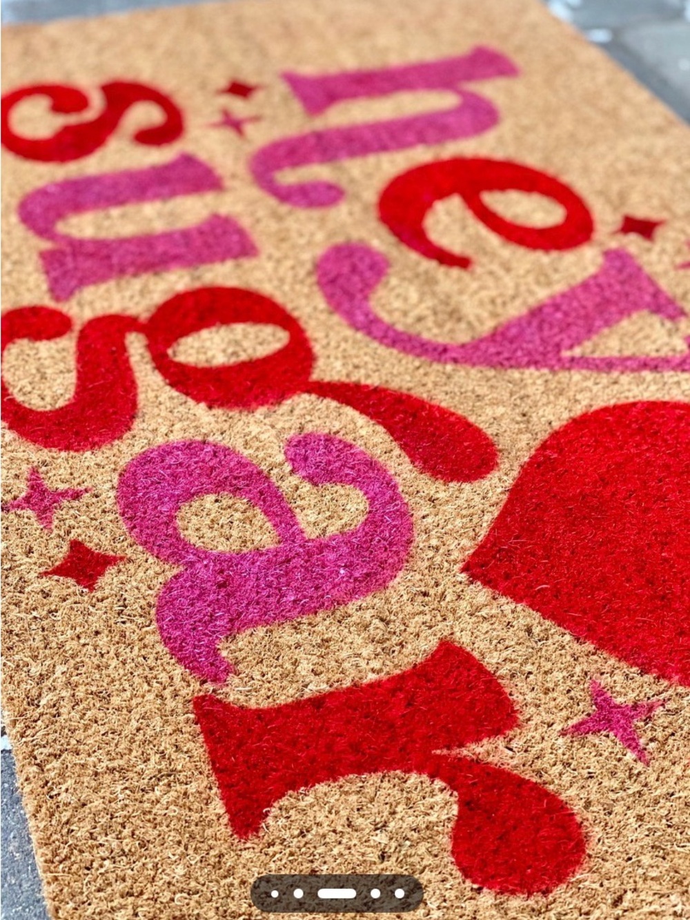 Hey Sugar Pink & Red Doormat 18 x 30